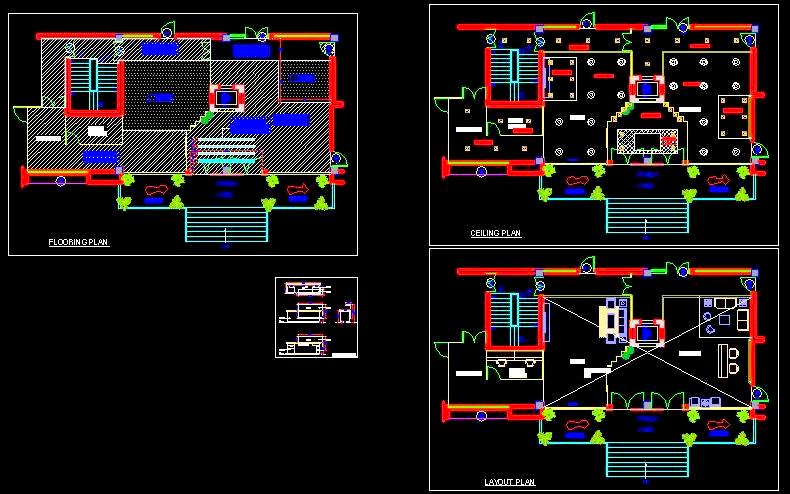 Office Reception DWG- Furniture, Flooring & Ceiling Layout